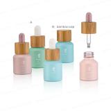 15ml 30ml Serum Bottle Macaroon Slant Shoulder Glass with Bamboo Dropper and Customized Color Bulb