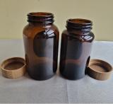 150CC 250CC Wholesale amber color glass capsule bottles with bamboo wooden lid