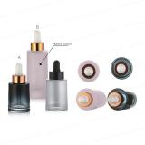 Oval thick glass essential oil bottle with aluminum dropper serum essential oil glass bottle 30ml