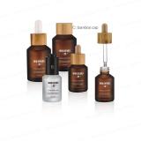 slant amber glass dropper bottle with bamboo dropper for serum bottle 15/30ml/60ml