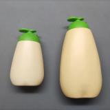 Green and yellow unique shape 50/120ml HDPE plastic bayonet lock cap bottle for lotion/shampoo/body wash