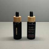 Shiny black 30ml glass dropper bottle with bamboo dropper glass vials